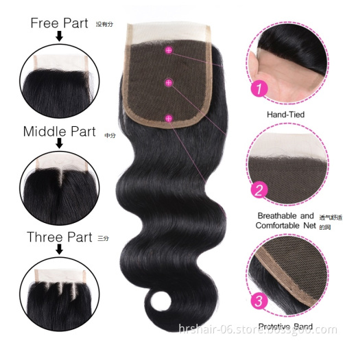 Cheap grade 10a human hair lace closure straight wave unprocessed virgin hair closure